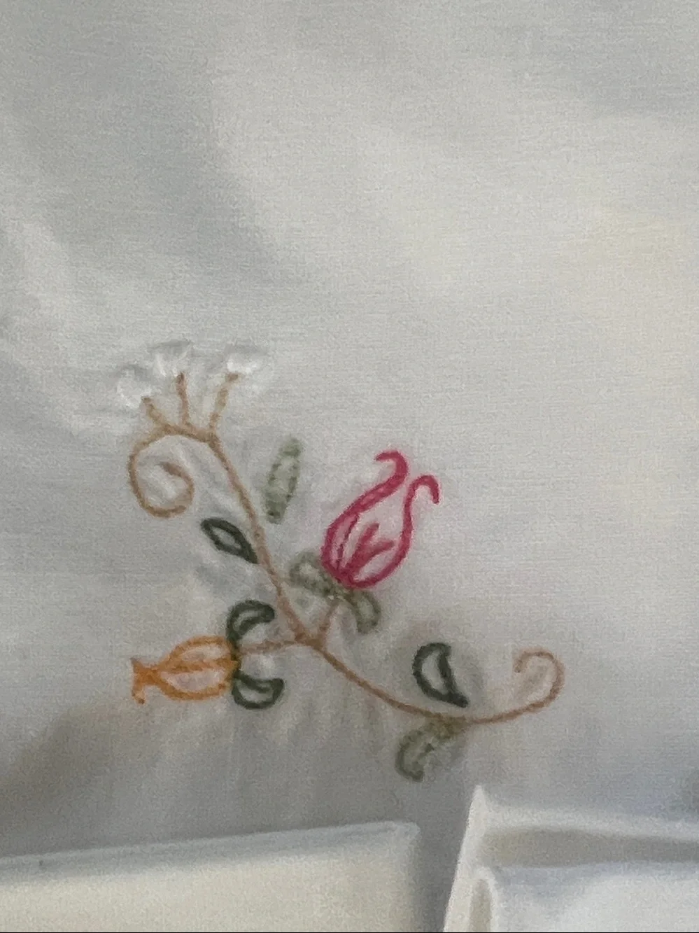 Set of 8 Vintage Floral Embroidered Cloth Napkins